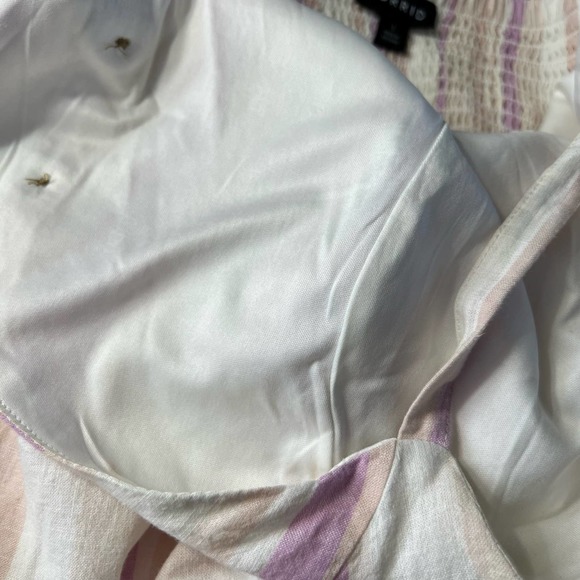 Torrid Linen Cotton Blend Midi Dress Striped Front Button with Pockets, - Picture 9 of 16